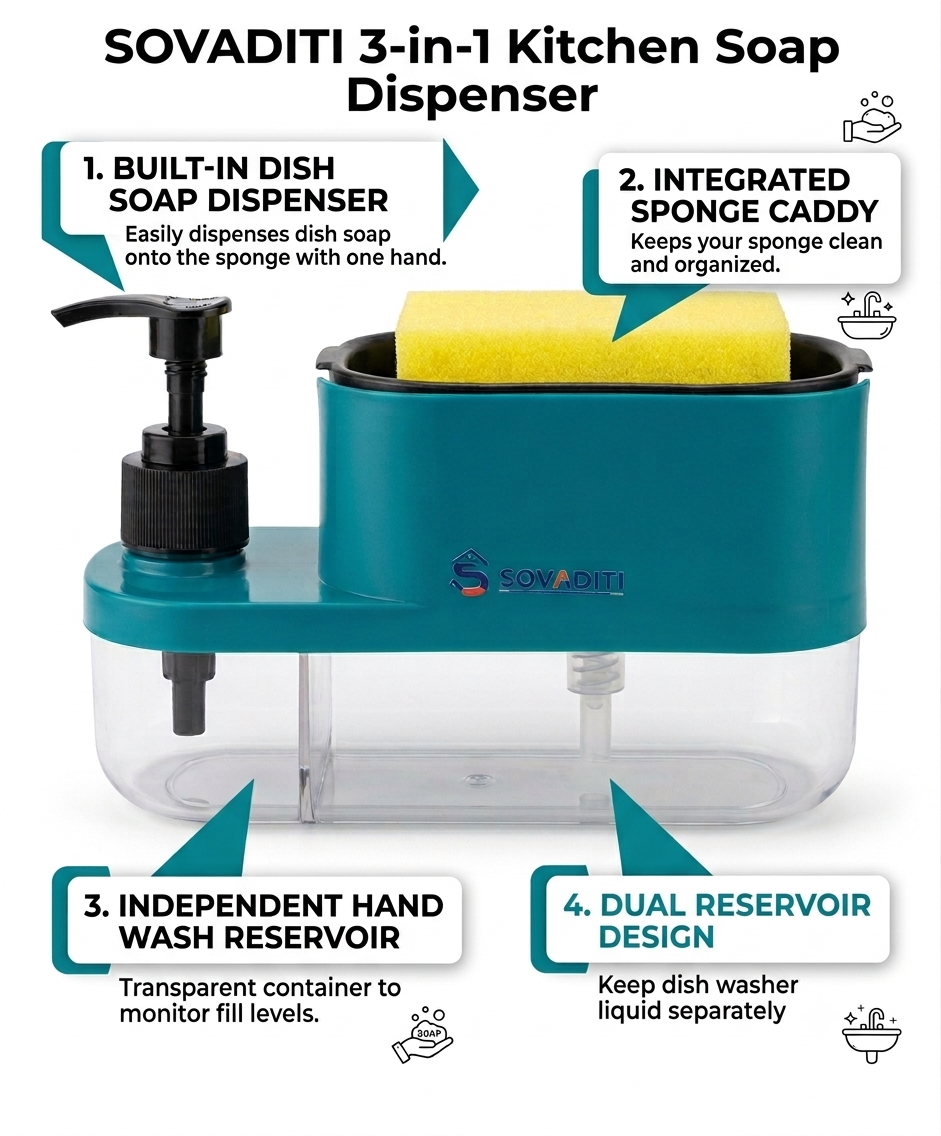 3-in-1 Soap Pump Dispenser for Kitchen